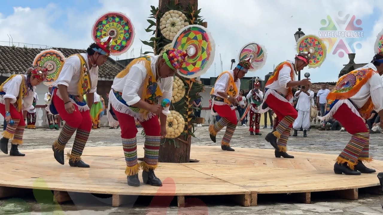 Danza de huahuas de los Voladores de Papantla en el 9º Encuentro Nacional de Voladores en Cuetzalan