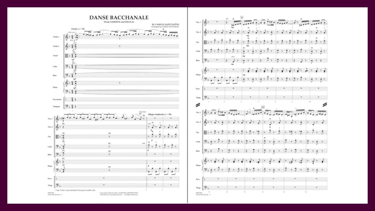 Danse Bacchanale by Saint-Saëns | Arr. Jamin Hoffman