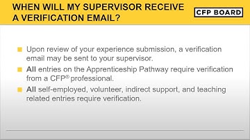 CFP Board Experience Requirement FAQ