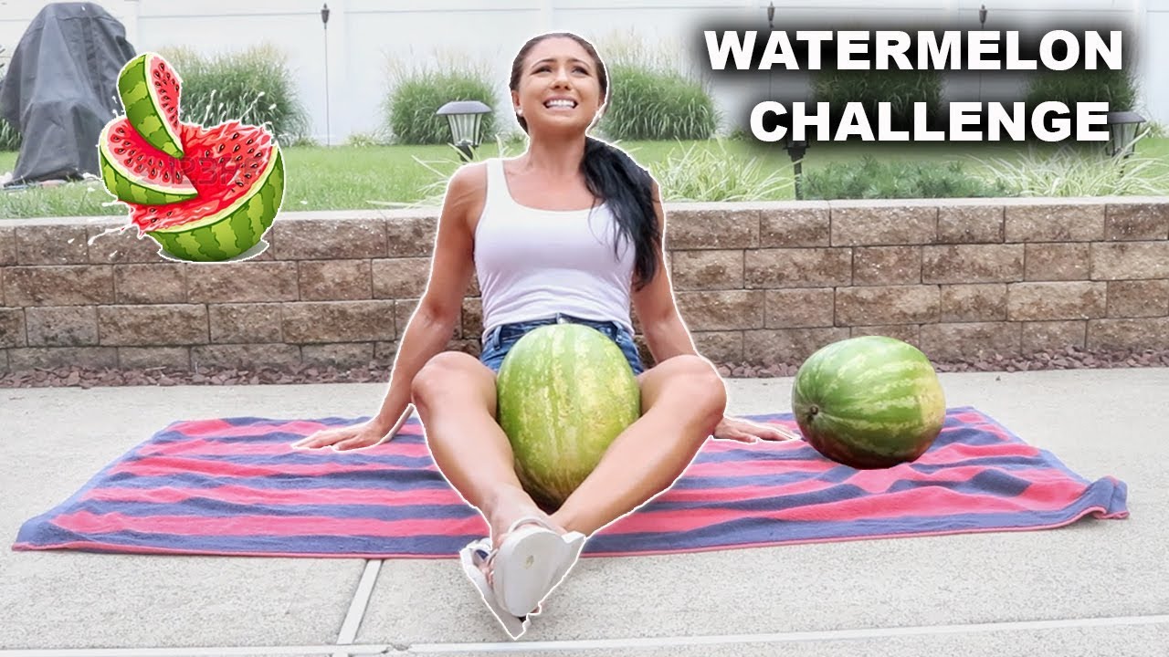 trying to crush, trying to crush a watermelon with my thighs, girl vs water...