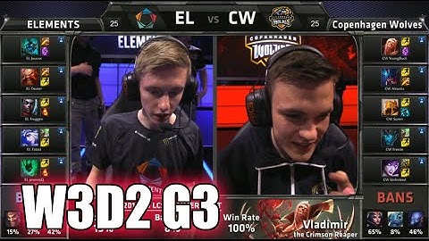 Elements vs Copenhagen Wolves | S5 EU LCS Summer 2015 Week 3 Day 2 | EL vs CW W3D2 G3 Round 1