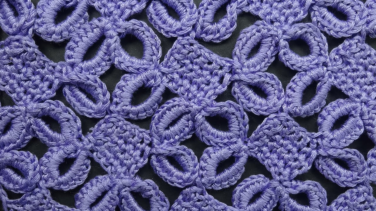 ⁣Ажурный узор с кольцами Узоры вязания крючком crochet pattern free 77
