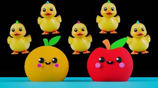 Five Little Ducks 🦆 | Baby Sensory Video | Dancing Fruit Visual Stimulation for Babies and Toddlers
