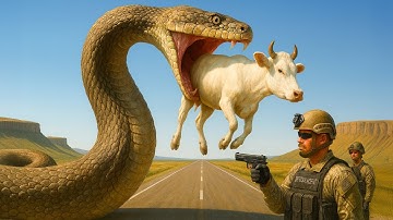 Courageous Team Fights Giant Python to Save Mother Cow