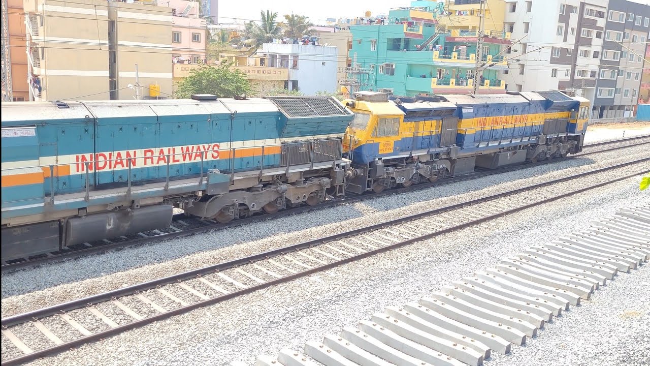 WDG4D AND WDG4 TWIN ENGINE COMING IN GOODS TRAIN  ONE OF THE MOST BEAUTIFUL GOODS TRAIN RUNNING 