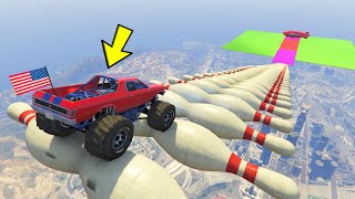 Bowling Pin Mega Ramp 100.1000% People Tear Their T-shirt After This Race in GTA 5!