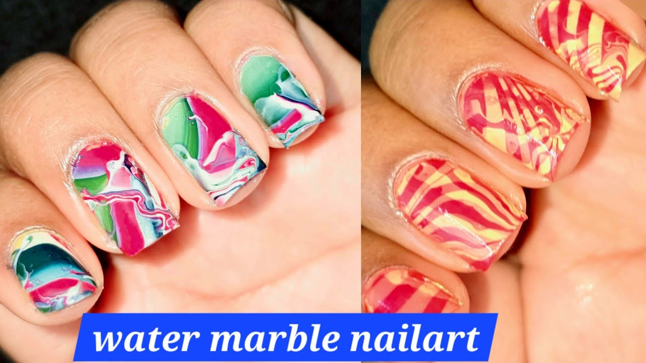 Water marble nail design at home | simple and beautiful water marble nail art