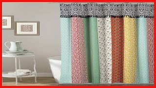 Lush Decor Boho Patch Shower Curtain-Fabric Bohemian Colorful Print Vertical Stripe Design