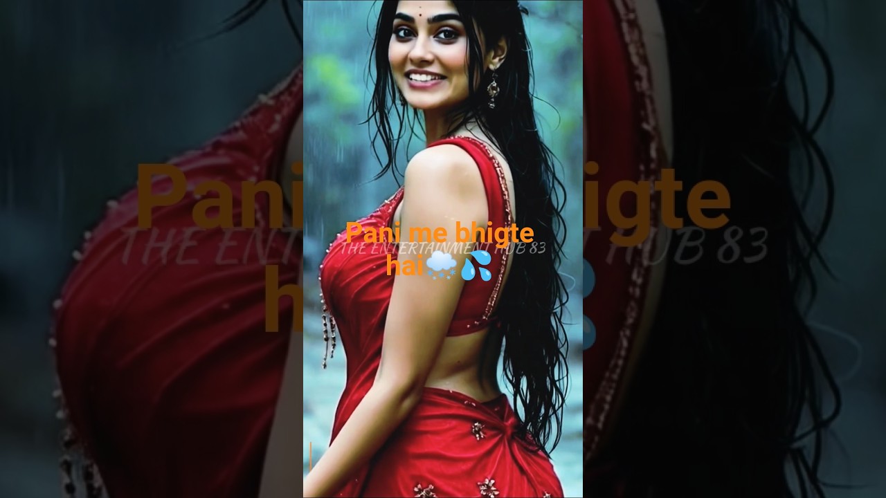 Red Saree Look in Rain | Beautiful Indian Girl Traditional Desi Style 🌧️❤️ 