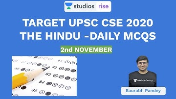 2nd November | Daily MCQs | Target UPSC CSE/IAS 2020 | Saurabh Pandey
