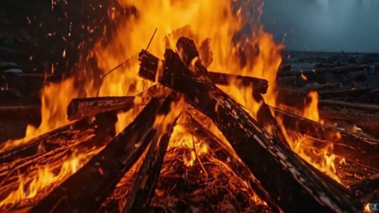 fire relaxing life with nature , good health mid night 