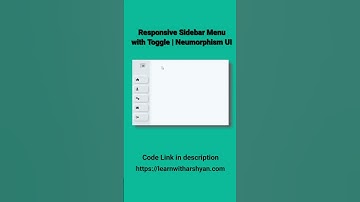 Responsive Sidebar Menu with Toggle | Neumorphism UI | HTML CSS JavaScript #Sidebar #UIUX #WebDev
