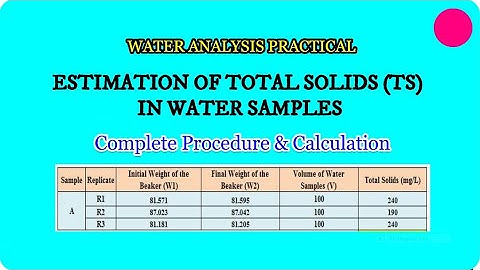 Total Solids (TS) Estimation in Water Samples