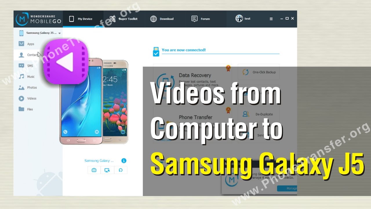 How to Transfer Videos from Computer to Samsung Galaxy J5 - YouTube