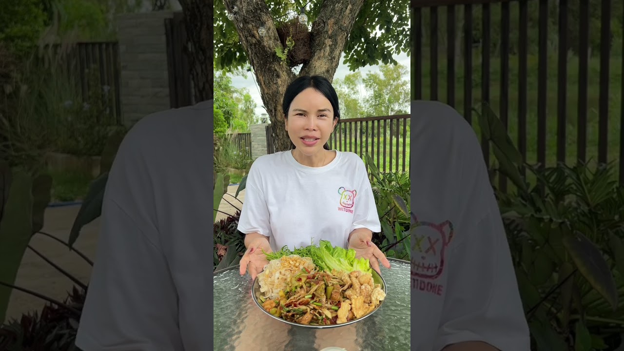 ตำสำมะปิกินกับลวกเส้นกลางแซ่บมาก #สาวหวานบ้านกลางทุ่ง