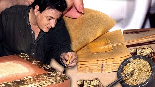 The gold beater and his work to create gold sheets for the restoration of altarpieces