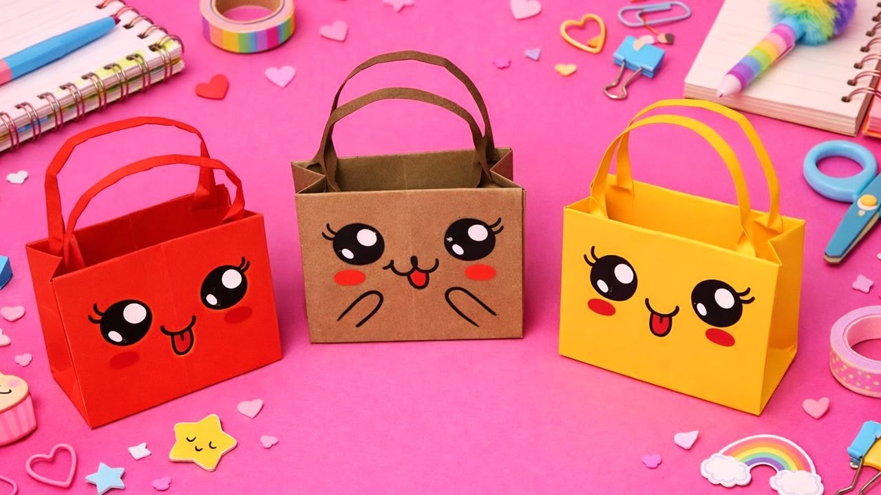 Origami Kawaii Bag | How to make a paper easy bag | Cute Paper Craft