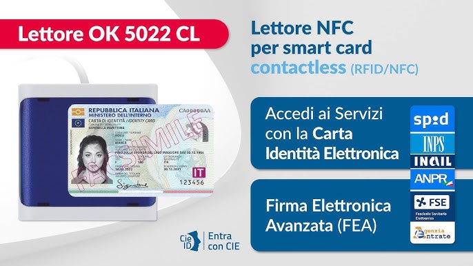 Lettore esterno di SMART CARD FIRMA DIGITALE NFC RFID CIE per