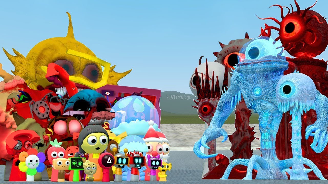 NEW UPGRADED ALL EYE WATER TOWER FAMILY VS ALL SPRUNKI OC FAMILY In Garry's Mod!