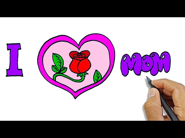 How To Draw A Rose For Mothers Day So Easy | Simple Drawings For ...