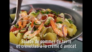 Salade de pommes de terre et crevettes à la crème davocat