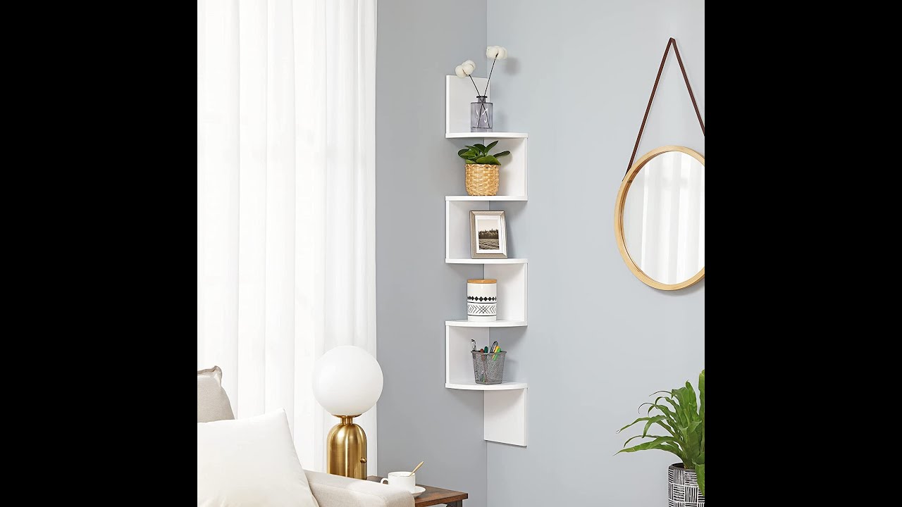Vägghylla - Hörnhylla - bokhylla i 5 våningar - Vit