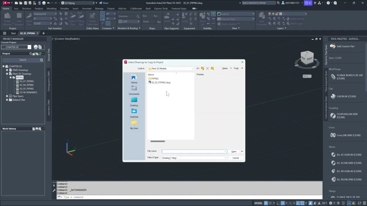 Chapter 02 Working with Plant 3D files - 2.2  Importing an existing Plant 3D file to the project
