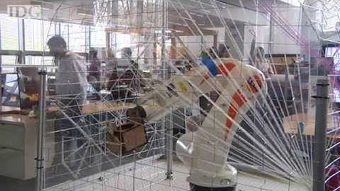 Robotic spider weaves web at MIT Media Lab