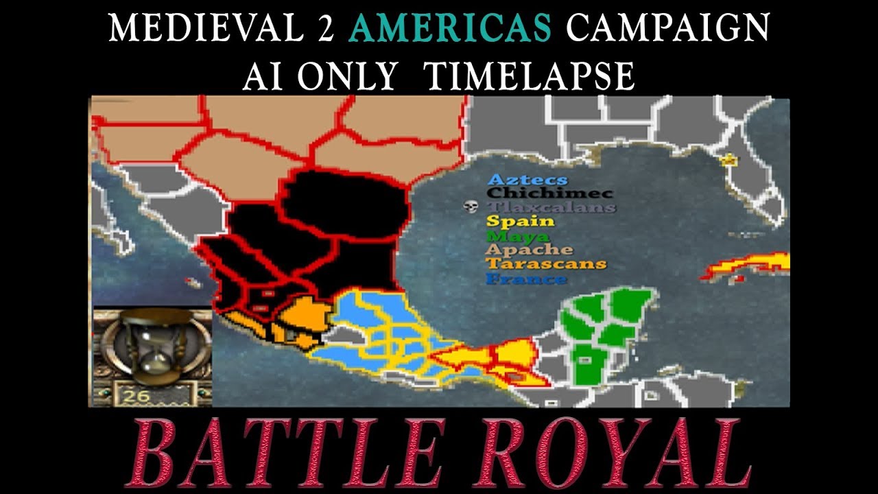 Battle Royal: Medieval 2 Americas - AI Only Timelapse total war shogun 2