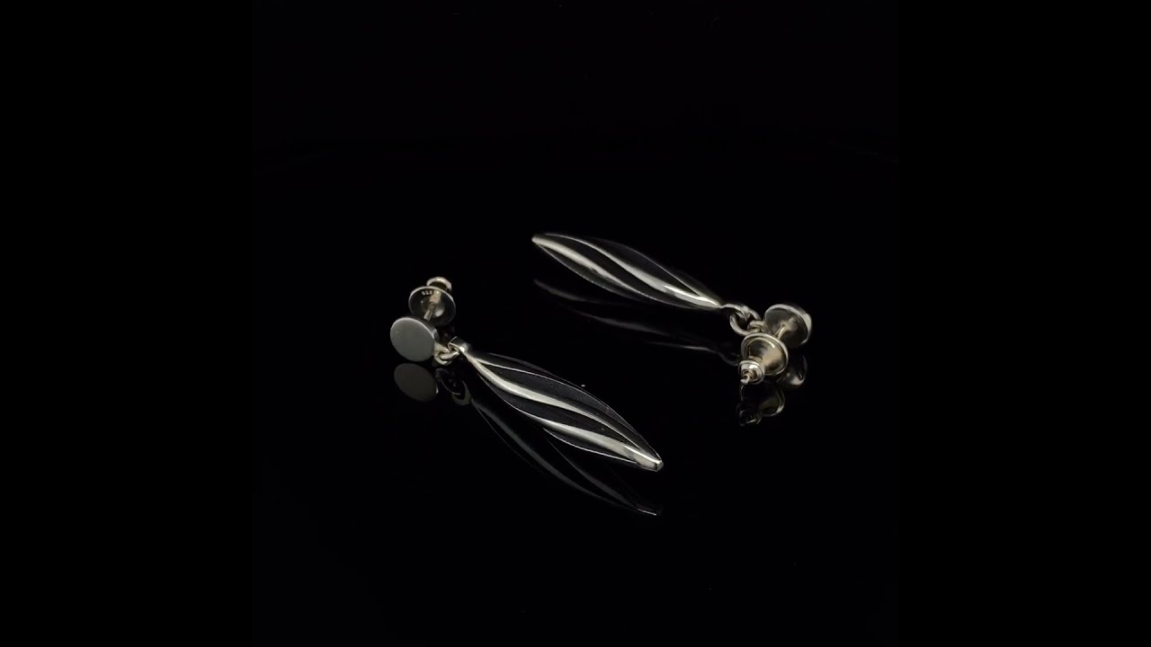 Silver Oxidised Beat Twist Earrings 