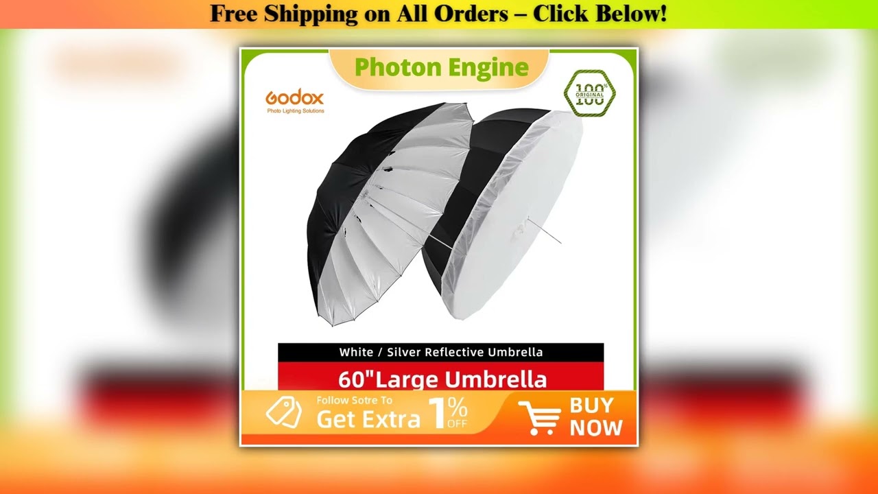 Godox 60 inch 150cm Black White or Silver Reflective Umbrella Studio Lighting Light Umbrella with