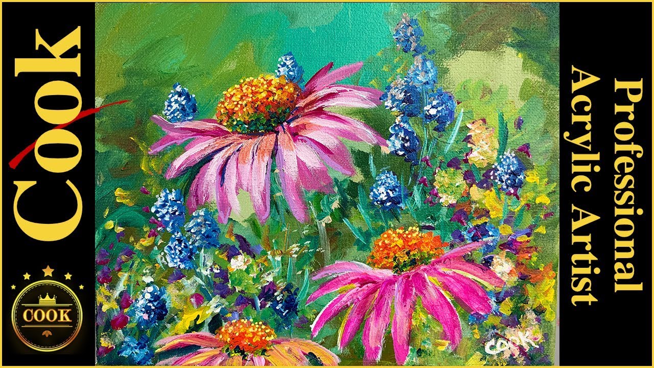 Paint the Wild in Wonderful Wonderland of Wildflowers a Beginner Acrylic Painting Live Tutorial