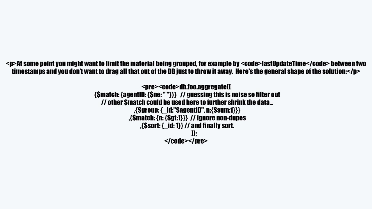 MongoDB Documents : Find number of Repetitions and Sort In Ascending Order