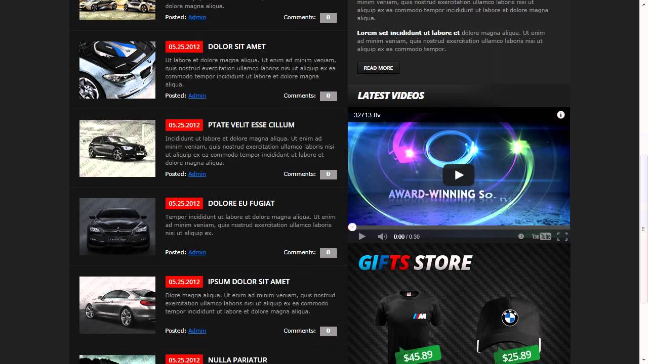 Car Club site Template YouTube