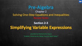 Pre Algebra 2 3 Simplifying Variable Expressions