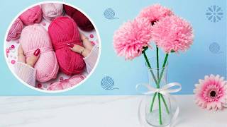 How to Make Woolen Flowers EASY & FAST 🌸 Super Cute Craft Idea