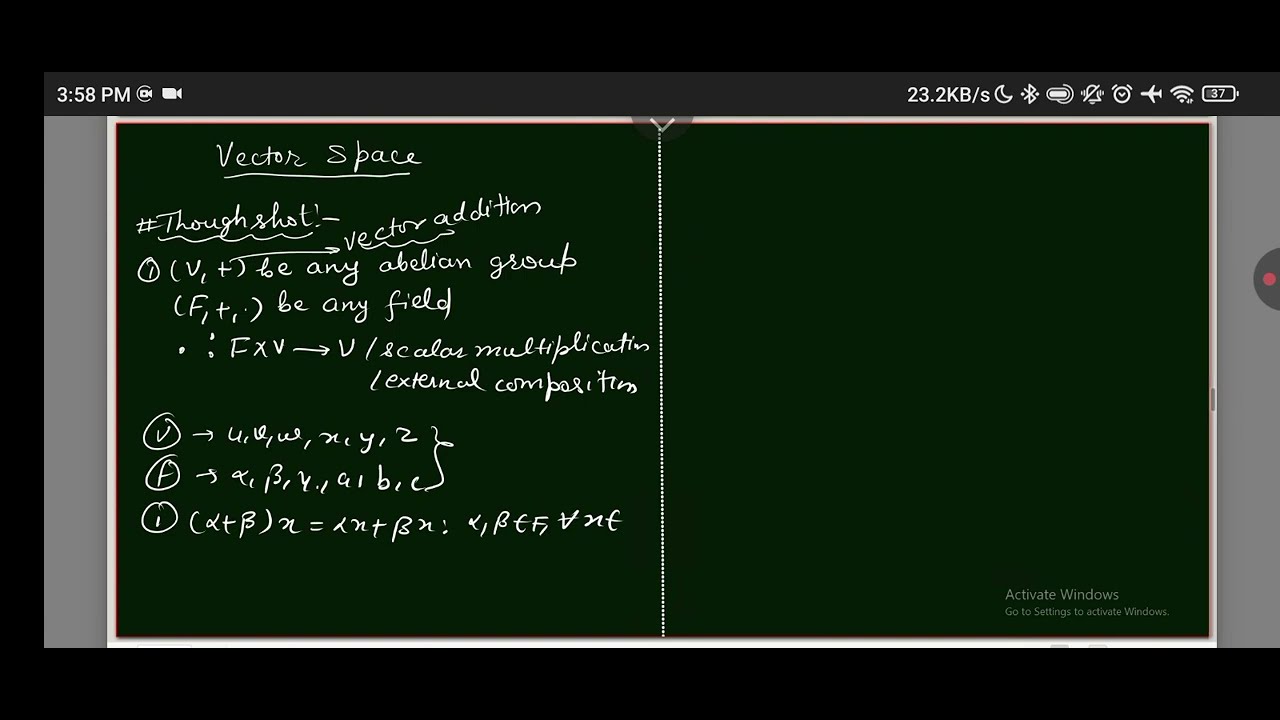 Linear Algebra (Lec-3)(Vector Space)