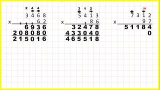 Multiply a four-digit number by a two-digit number using long multiplication