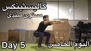 كاليسثينكس (مستوى مبتدئ) : اليوم الخامس Calisthenics (Beginners) : Day 5