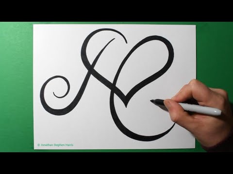 How to Draw Letter H & Heart / Fancy Lettering / Stylized Initials / Tattoo Logo Design Style