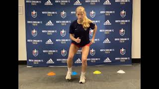 Lateral cone shuffle to single leg stick