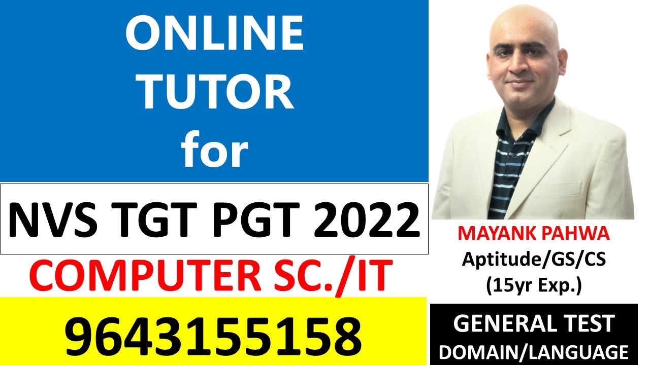 Online Tutor for NVS PGT Computer Science 2022|Online Coaching for NVS PGT Computer Science|NVS 2022