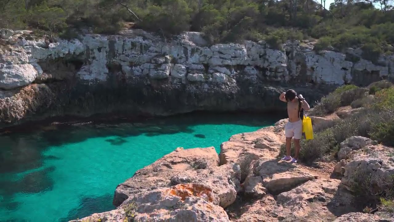 Beautiful and crystal clear waters of Cala Beltran in Mallorca Spain Spring 2025