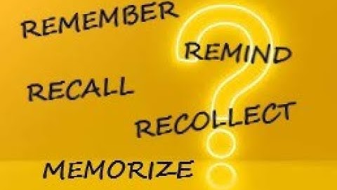 English Tutor Online: Remember - Remind - Recall - Recollect - Memorize