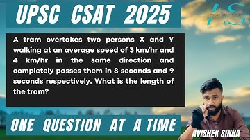 A tram overtakes two persons X and Y walking at an average spe | UPSC CSAT 2025 PYQ |