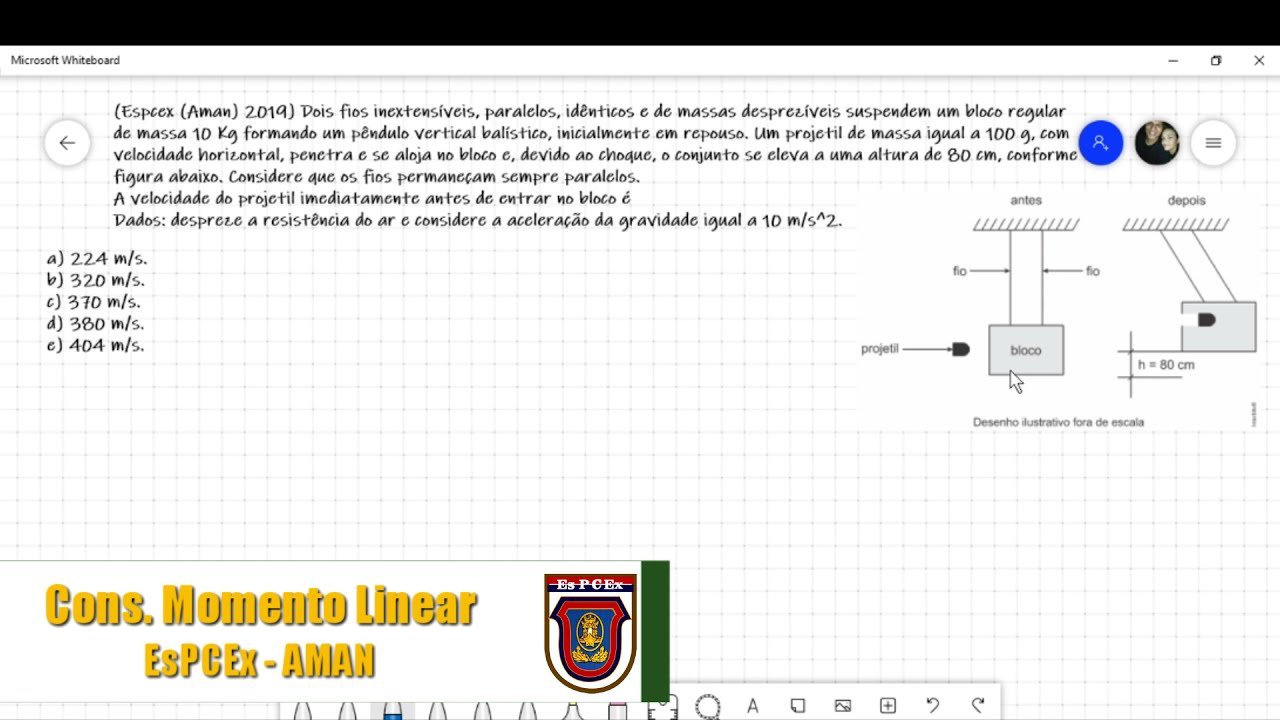 #Espcex2019 #AMAN - Dois fios inextensíveis, paralelos, idênticos e de massas desprezíveis suspendem