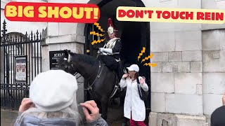 Silly Tourist Tries to Touch Rein and Gets Stern Warning from King's Guards