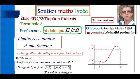 Limites continuité 2spc/Image  intervalle par une fonction continue /Activité-Propositions/ 2SPC/SVT