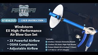 FIRSTINFO A18562 Windstorm EX Air Blow Gun with Adjustable Flow, High Flow Nozzle, Protective Shield