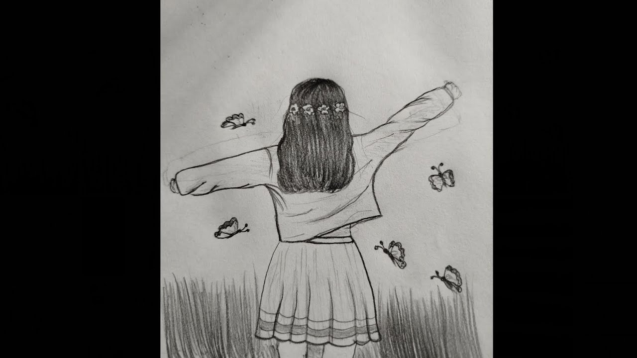 How to draw a girl with butterflies in the garden| Step by step Tutorial🦋 